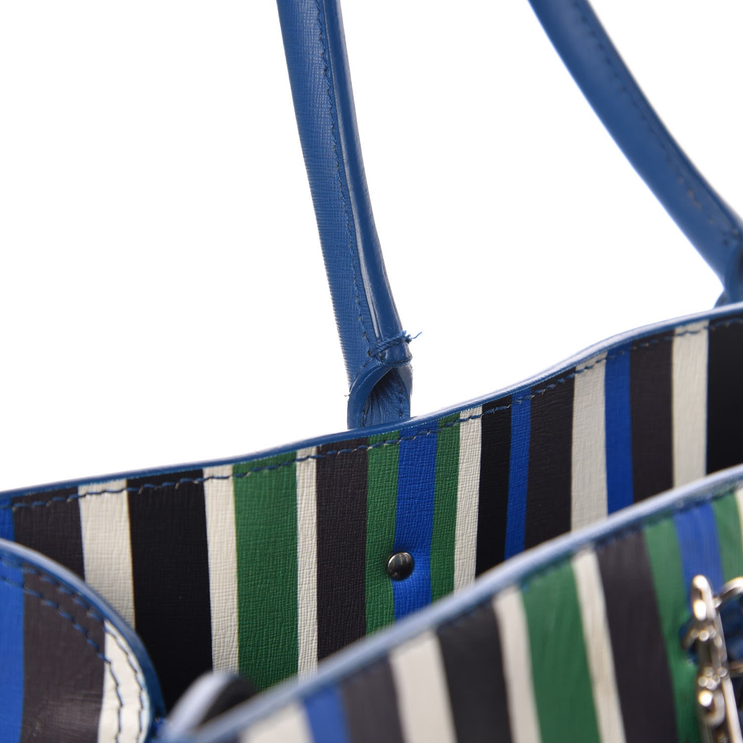 Balenciaga Veau Striped Papier B4 Zip Around Tote Variante Blue 13 of 19