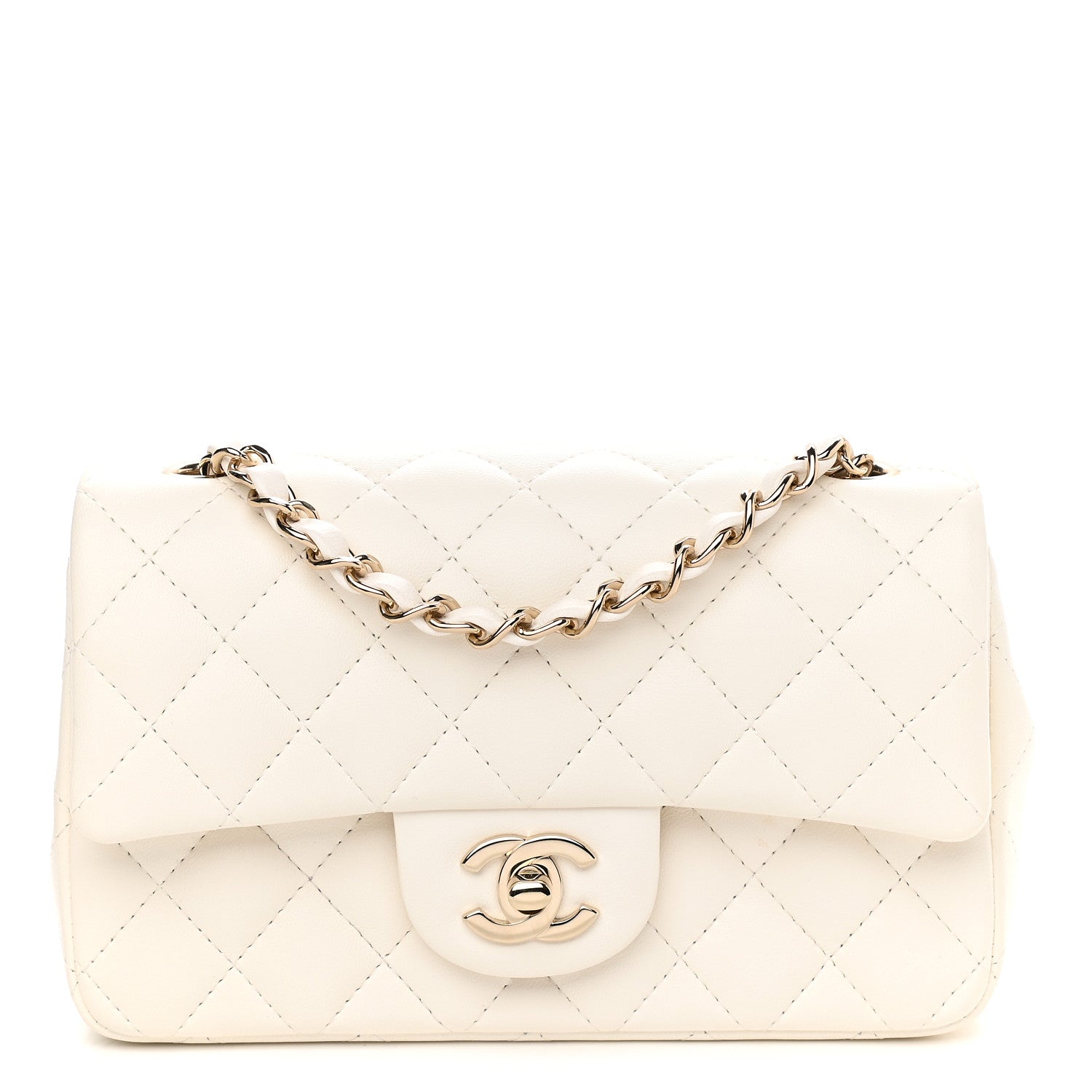 Chanel Lambskin Quilted Mini Rectangular Flap White 1 of 9