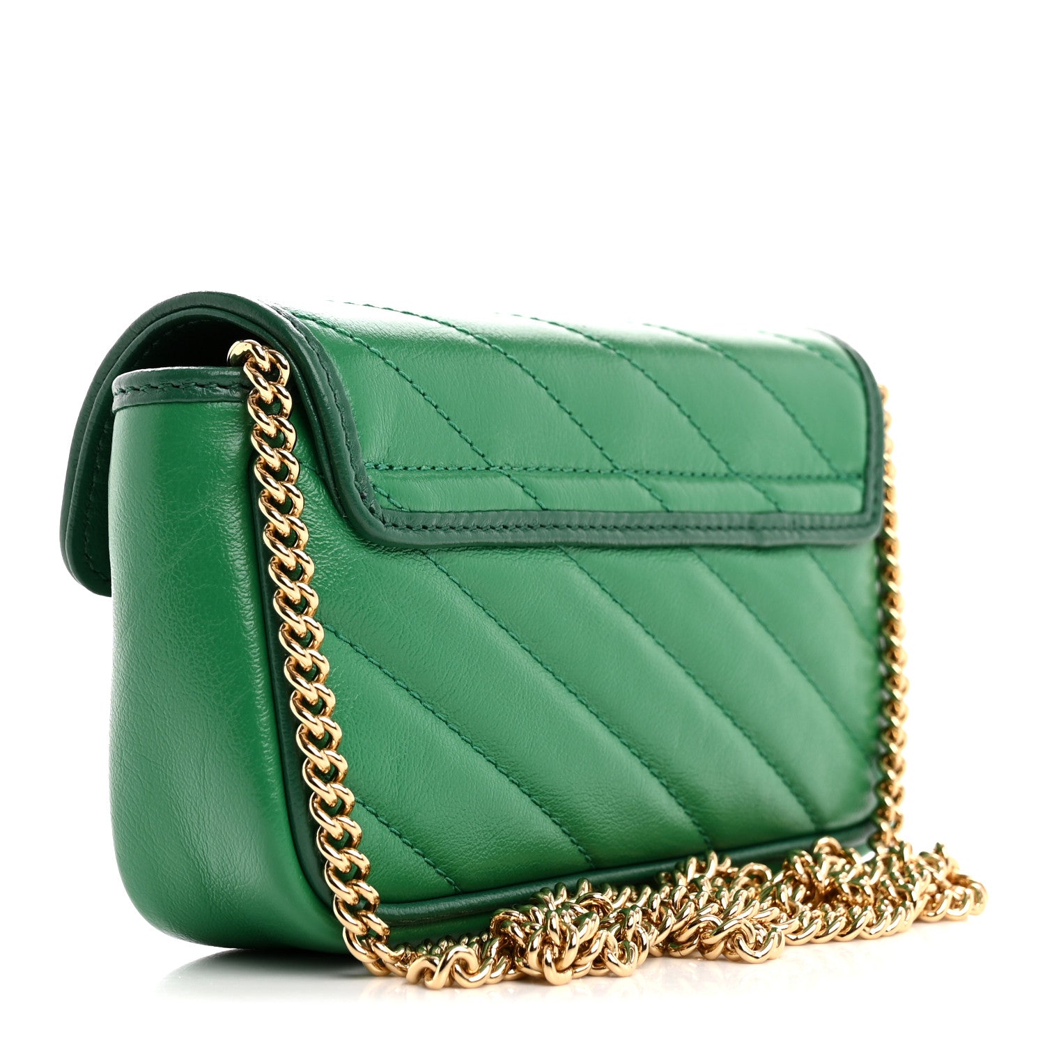 Gucci Azalea Calfskin Enamel Matelasse Diagonal Super Mini Torchon GG Marmont Shoulder Bag New Shamarock Emerald 3 of 10