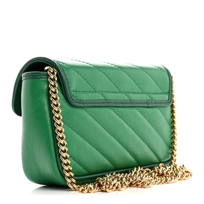 Gucci Azalea Calfskin Enamel Matelasse Diagonal Super Mini Torchon GG Marmont Shoulder Bag New Shamarock Emerald 3 of 10