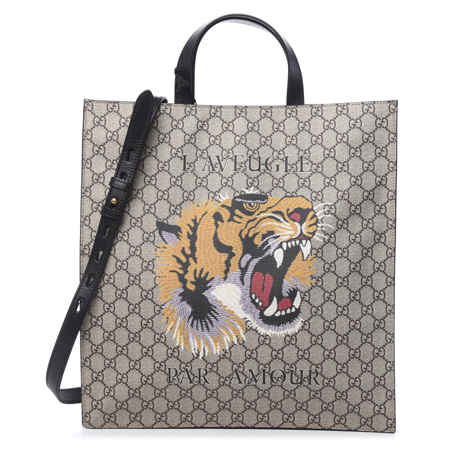 Gucci GG Supreme Monogram L'Aveugle Par Amour Print Vertical Tote Black 1 of 10