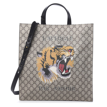 Gucci GG Supreme Monogram L'Aveugle Par Amour Print Vertical Tote Black 1 of 10