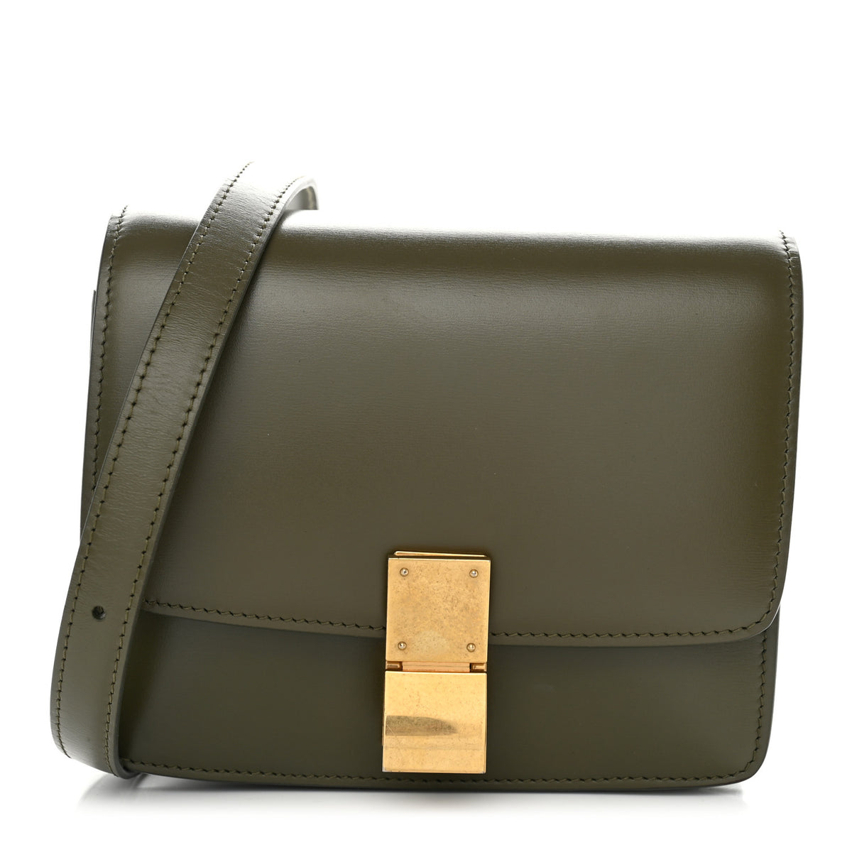Box Calfskin Small Classic Box Flap Bag Army Green