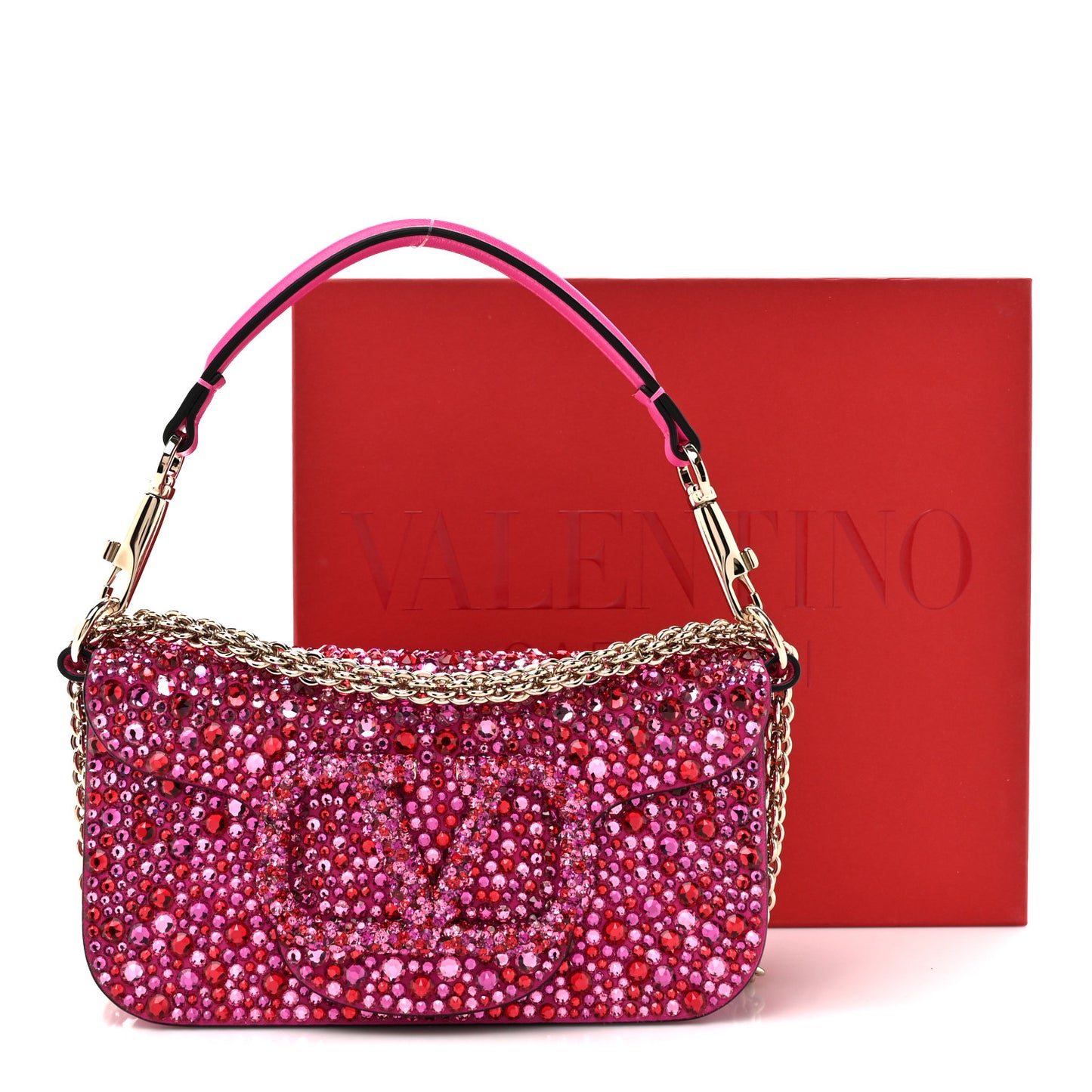 Crystal Vlogo Small Loco Shoulder Bag Pink PP