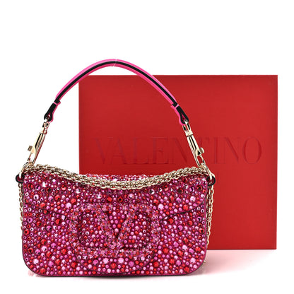 Valentino Garavani Crystal Vlogo Small Loco Shoulder Bag Pink PP 10 of 10