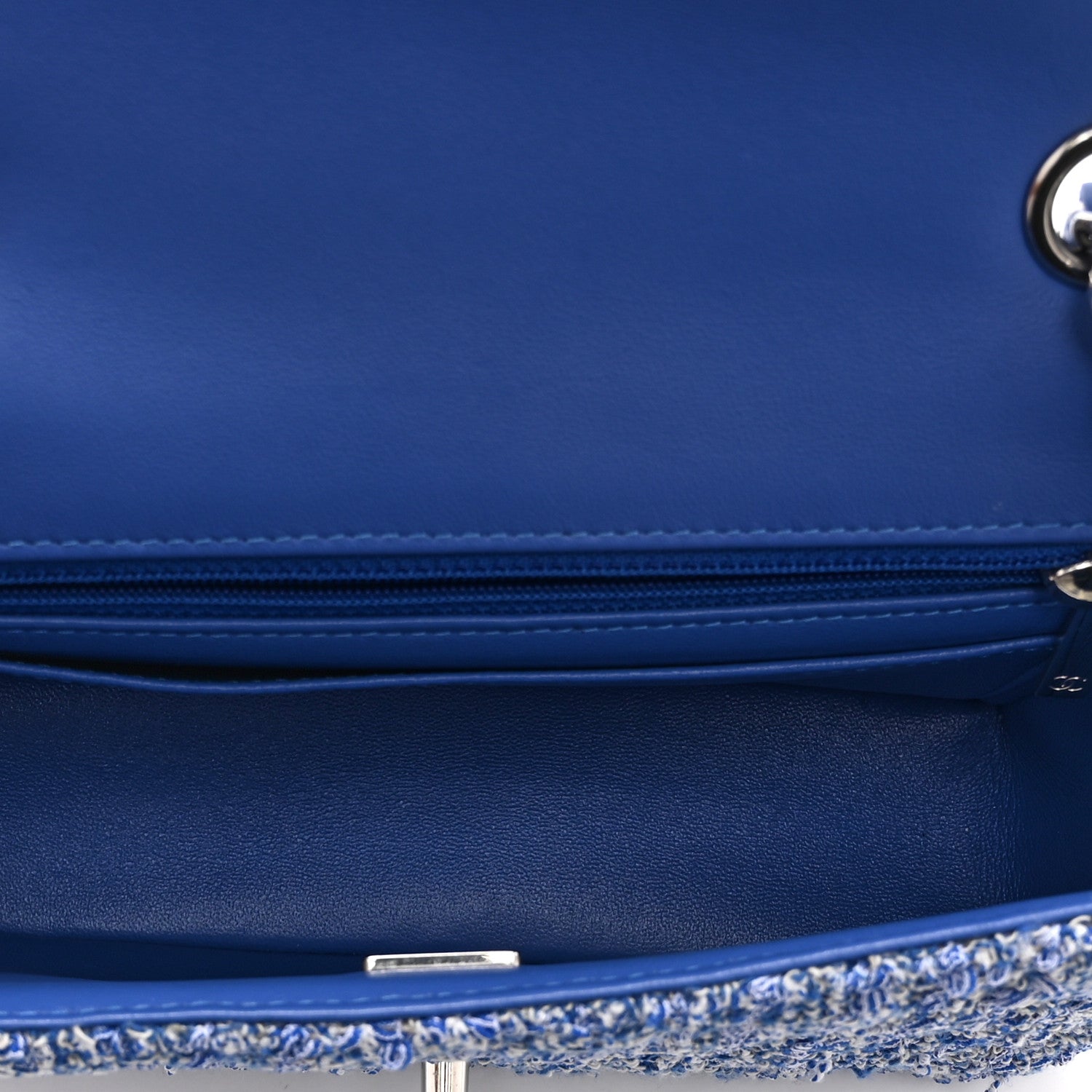 Chanel Tweed Quilted Mini Rectangular Flap Blue White 5 of 11