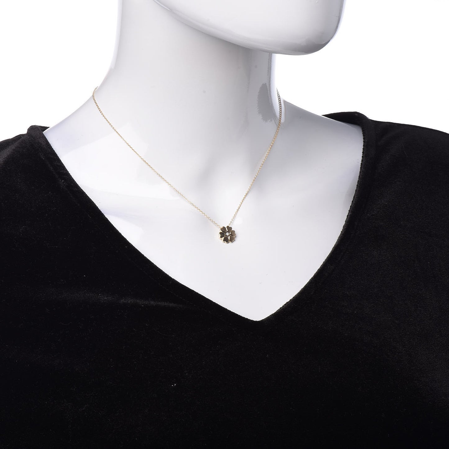 18K Yellow Gold Diamond Paloma Picasso Flower Heart Pendant Necklace