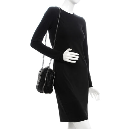 Stella McCartney Shaggy Deer Mini Falabella Fold Over Tote Black 2 of 7