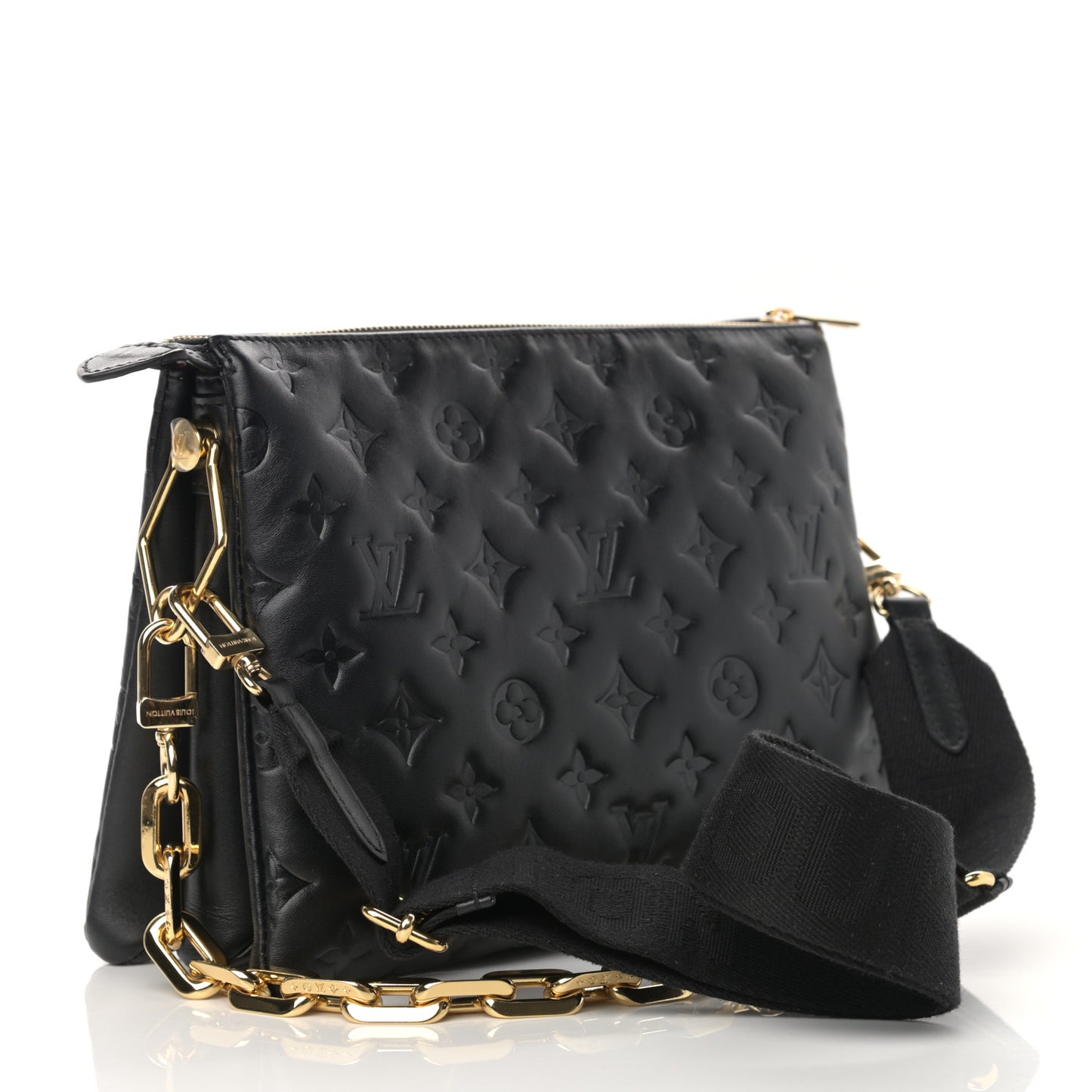 Lambskin Embossed Monogram Coussin PM Black