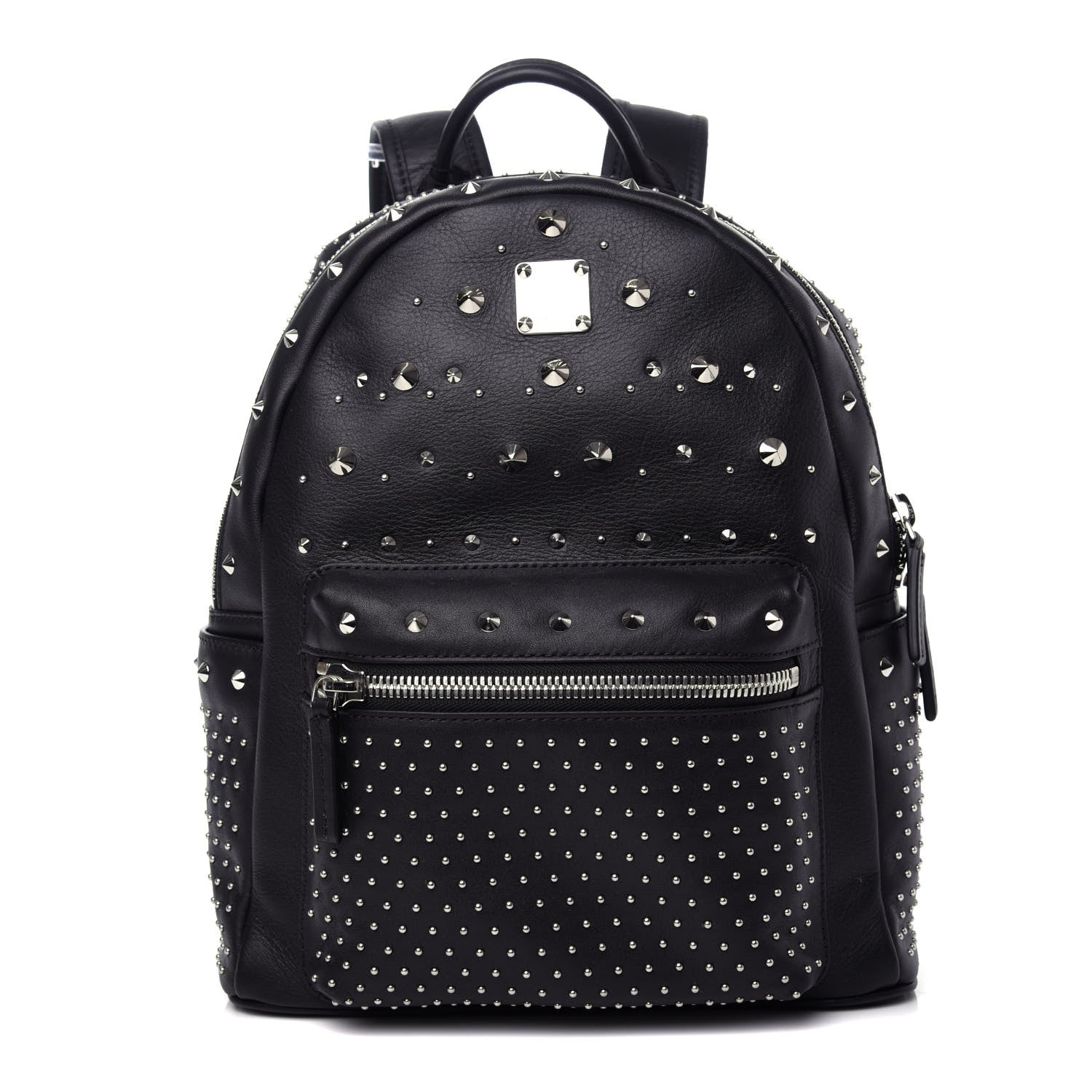 MCM Calfskin Studded Small Stark Backpack Black 1 of 9