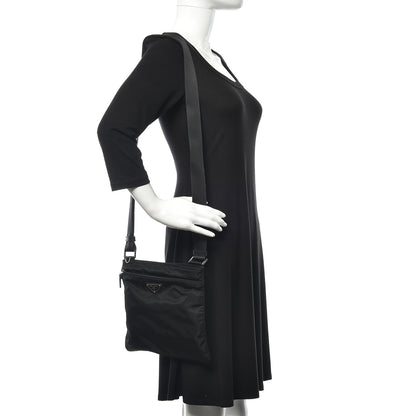 Prada Nylon Vela Flat Messenger Bag Black 2 of 8