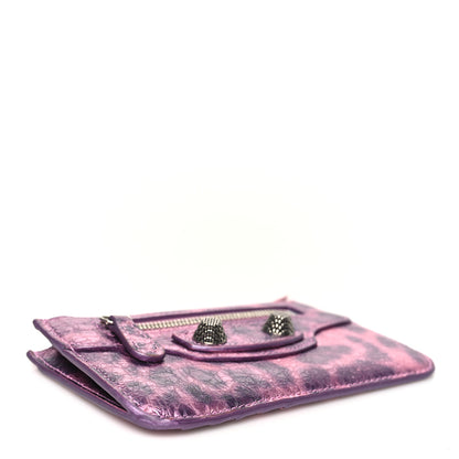 Balenciaga Metallic Agneau Leopard Print Le Cagole Coin Card Holder Pink 4 of 8