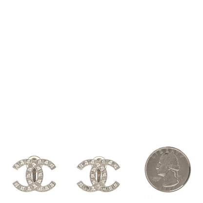 Chanel Crystal Baguette CC Ear Clip Silver 3 of 8