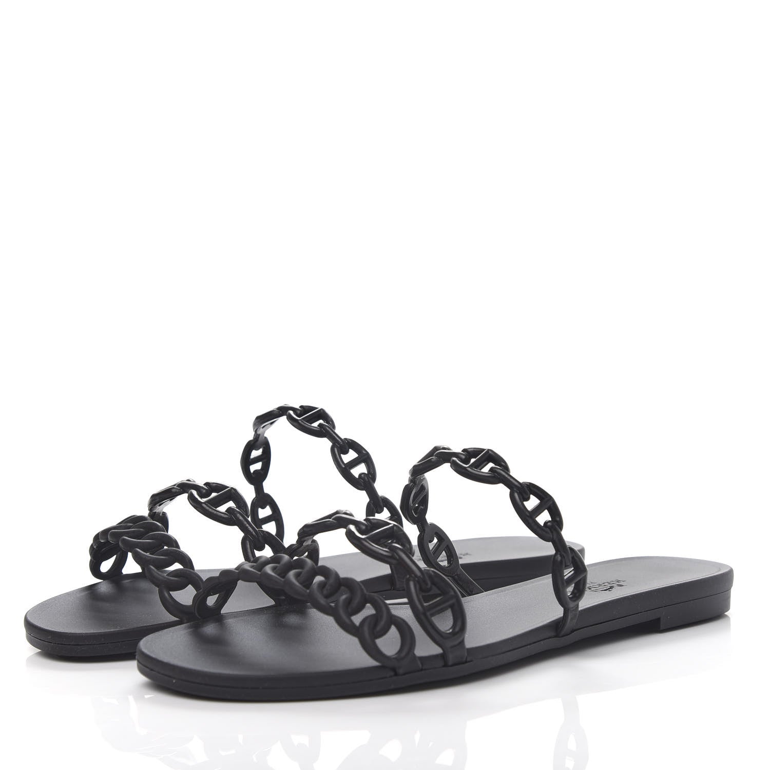 Hermes Rubber Chaine d'Ancre Rivage Sandals 36 Black 3 of 10