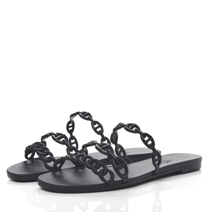 Hermes Rubber Chaine d'Ancre Rivage Sandals 36 Black 3 of 10