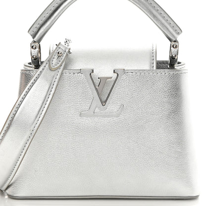 Louis Vuitton Metallic Calfskin Mini Capucines Silver 7 of 11