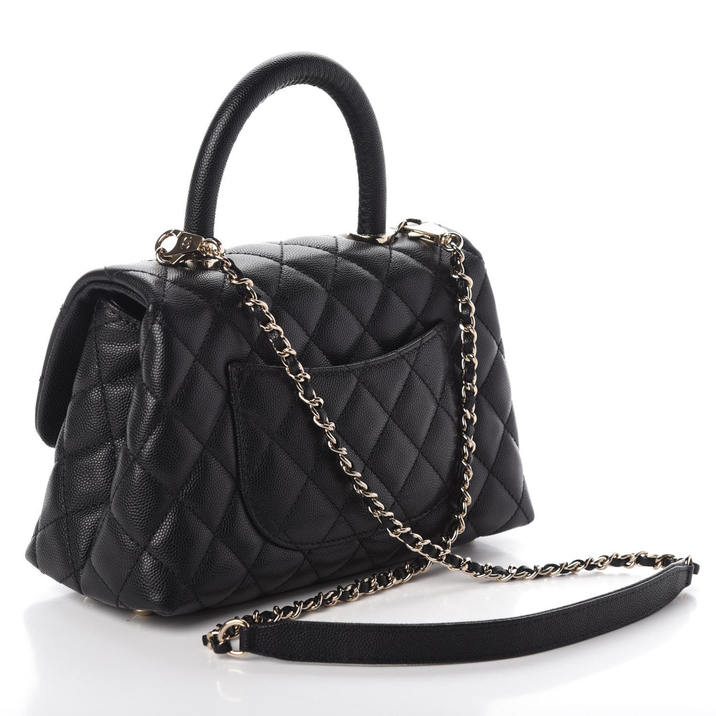 Caviar Quilted Mini Coco Handle Flap Black