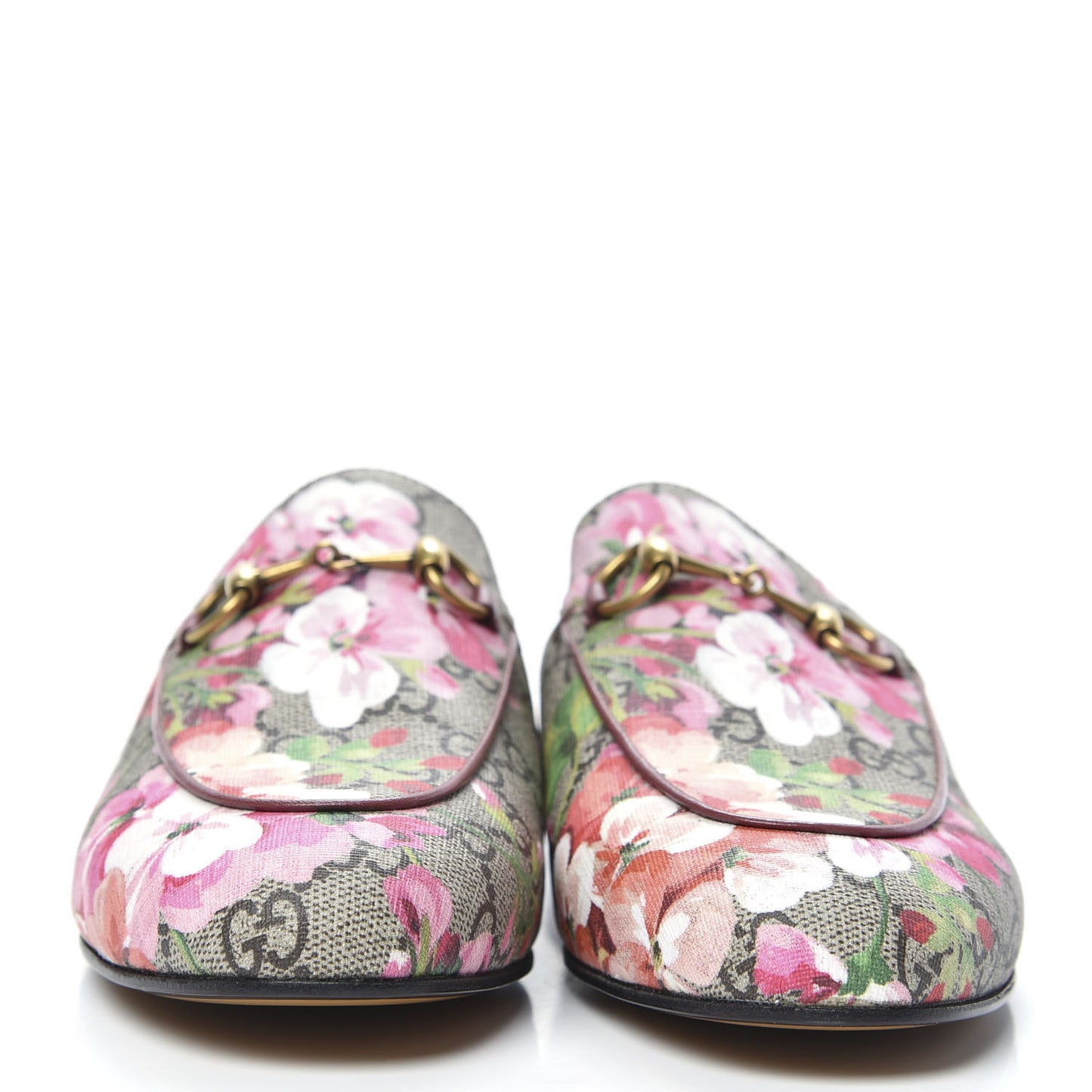 GG Supreme Monogram Blooms Womens Princetown Slippers 37 Beige Multicolor Dry Rose