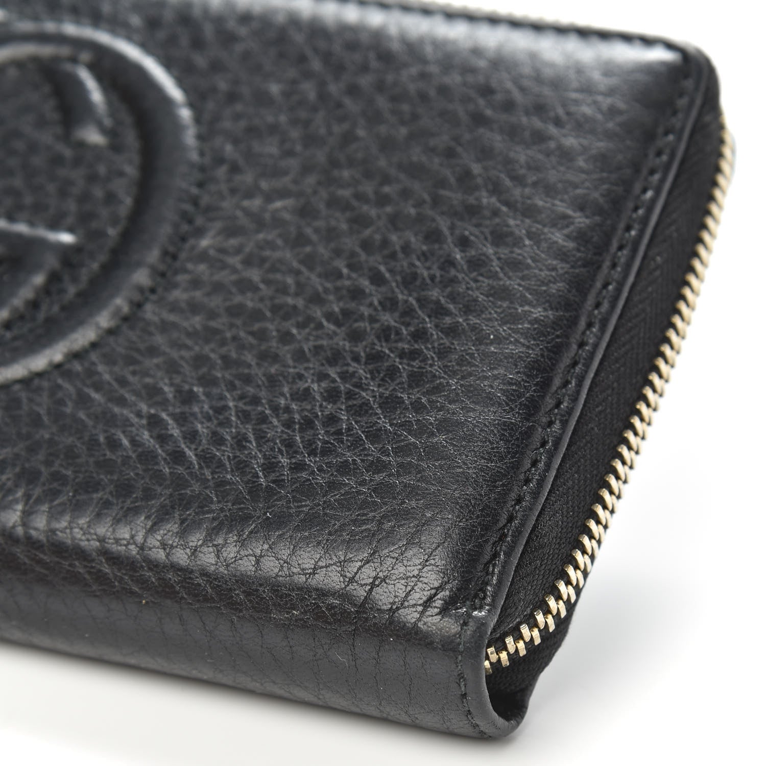 Gucci Pebbled Calfskin Soho Zip Around Wallet Black 8 of 9