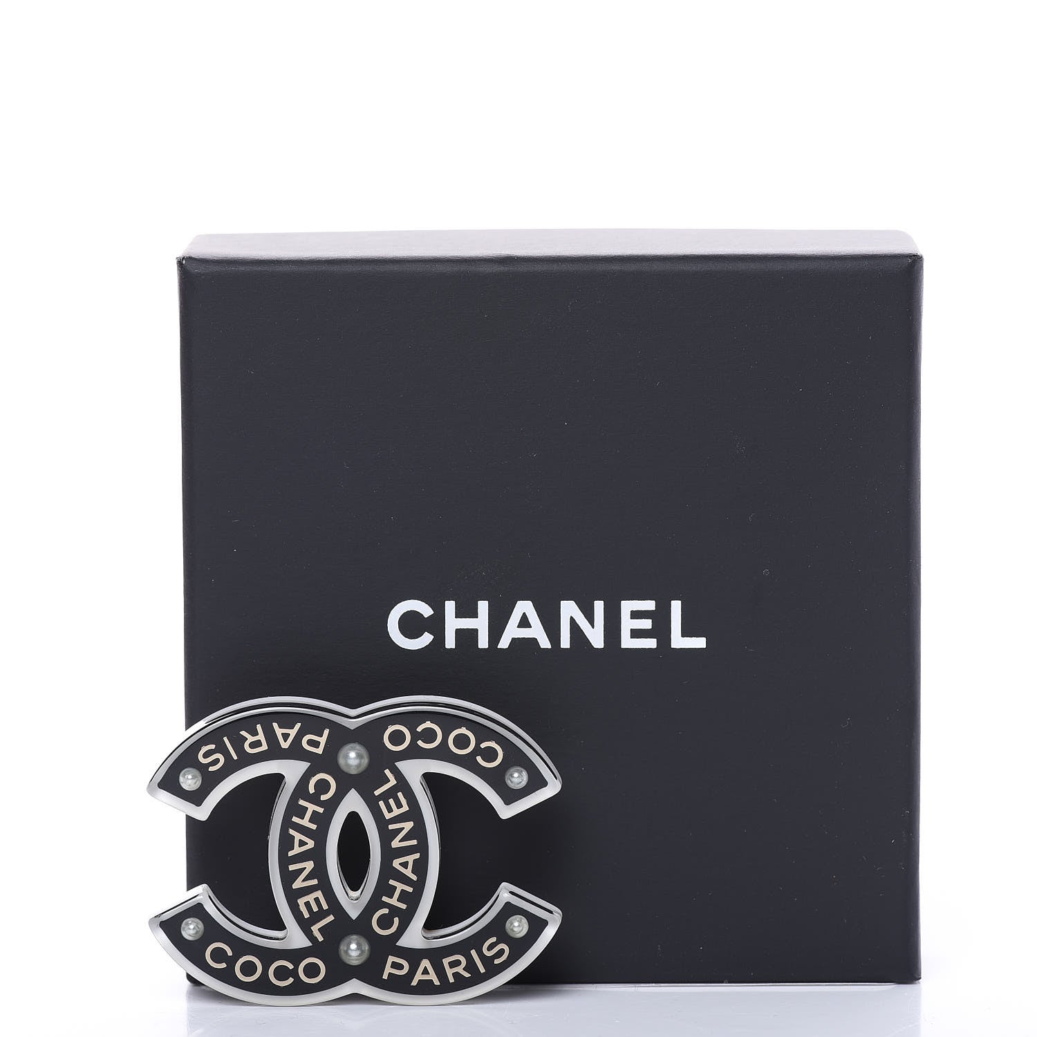 Chanel Resin Pearl CC Coco Brooch Black 5 of 5