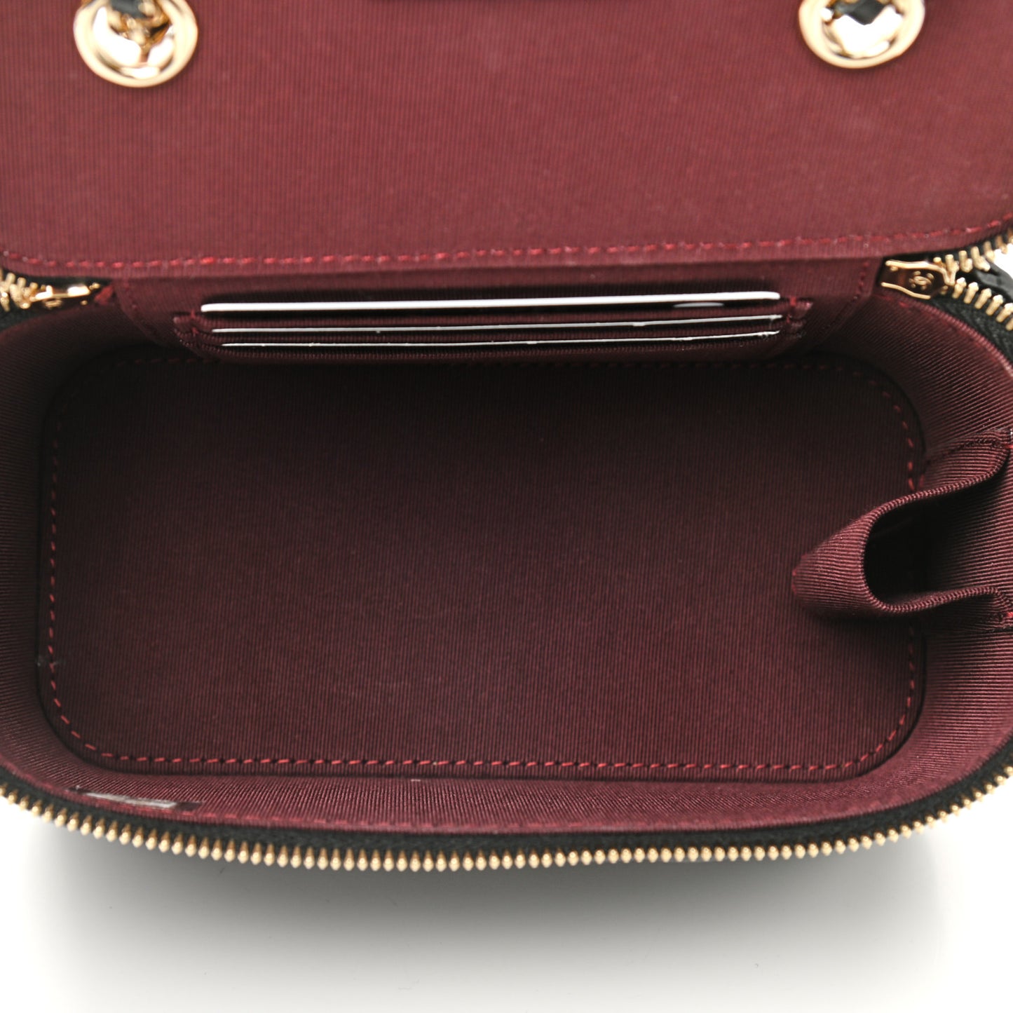 Lambskin Quilted Small Vanity Case With Chain Black