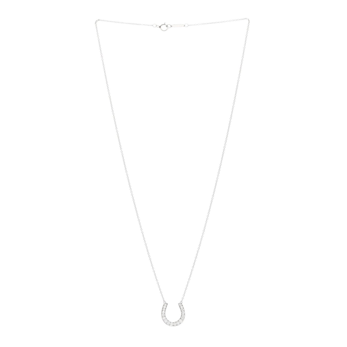 Platinum Diamond Horseshoe Pendant Necklace