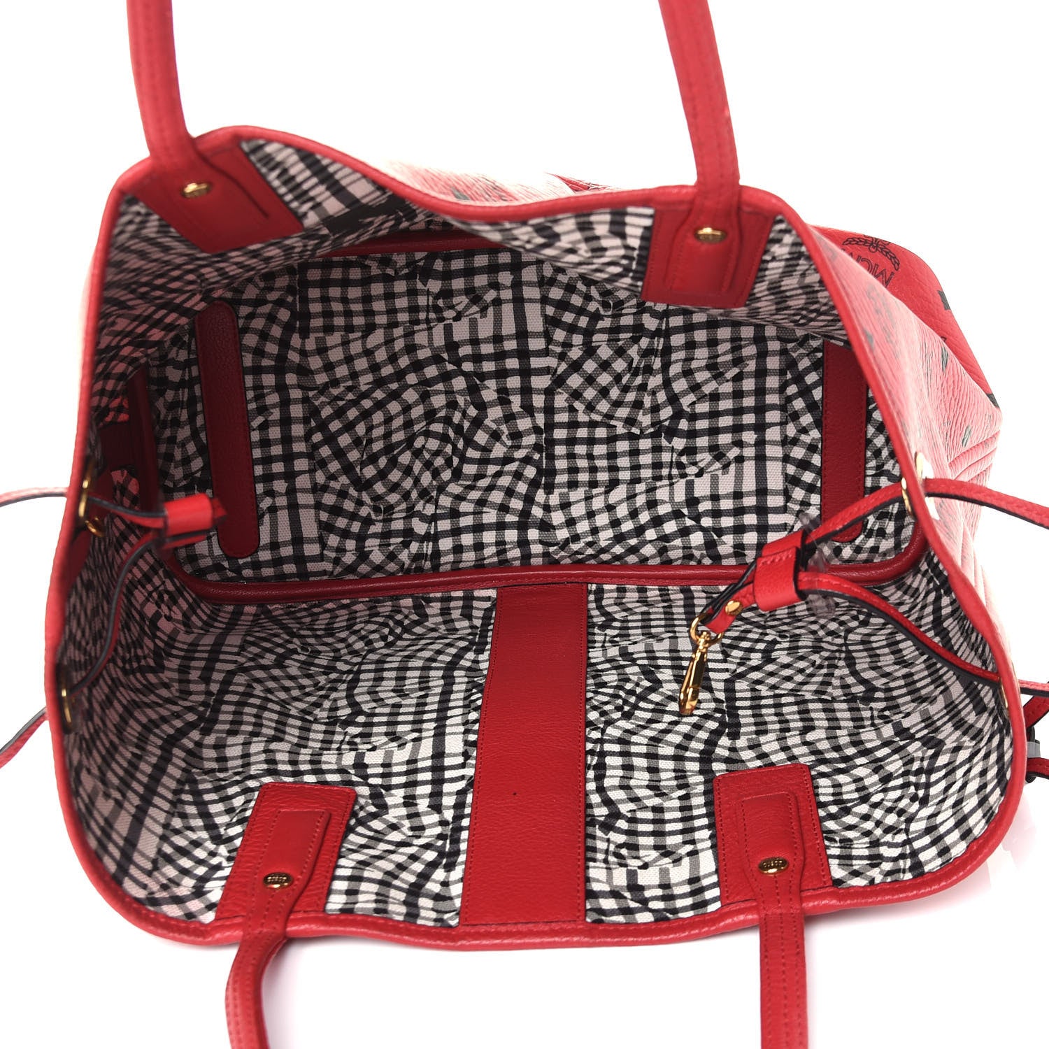 MCM Visetos Medium Liz Reversible Shopper Tote Ruby Red 15 of 16