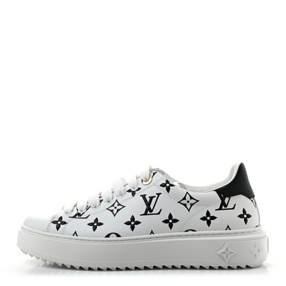Louis Vuitton Calfskin Monogram Debossed Time Out Sneakers 39 Black 1 of 8