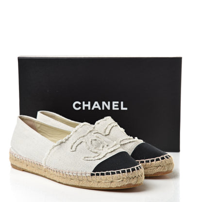 Chanel Linen CC Espadrilles 40 Beige Black 10 of 10