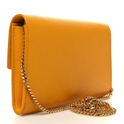 Saint Laurent Grain De Poudre Monogram Uptown Chain Wallet Chartreuse 4 of 12