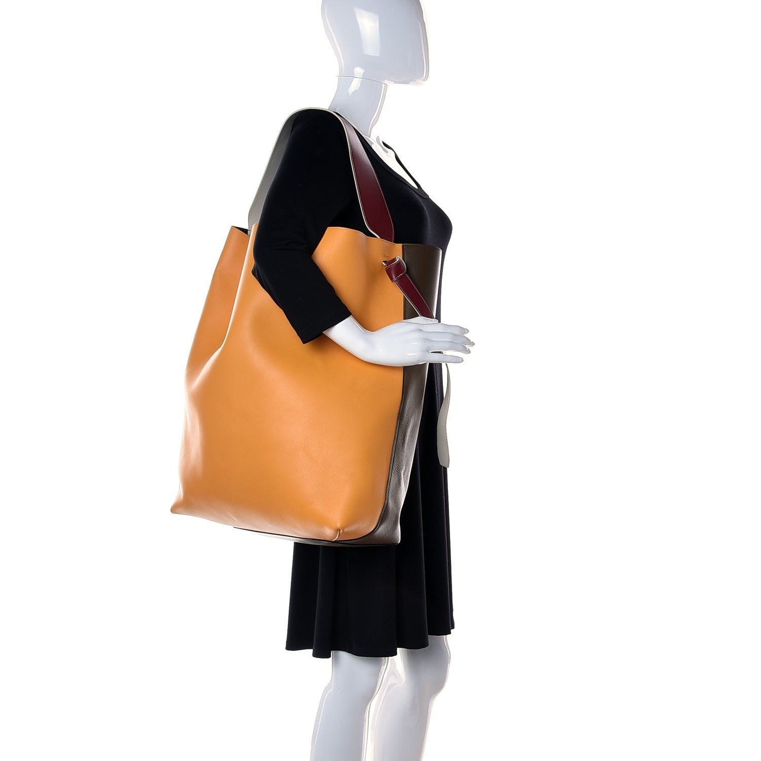 Celine Shiny Smooth Calfskin Twisted Cabas Yellow Khaki 2 of 19