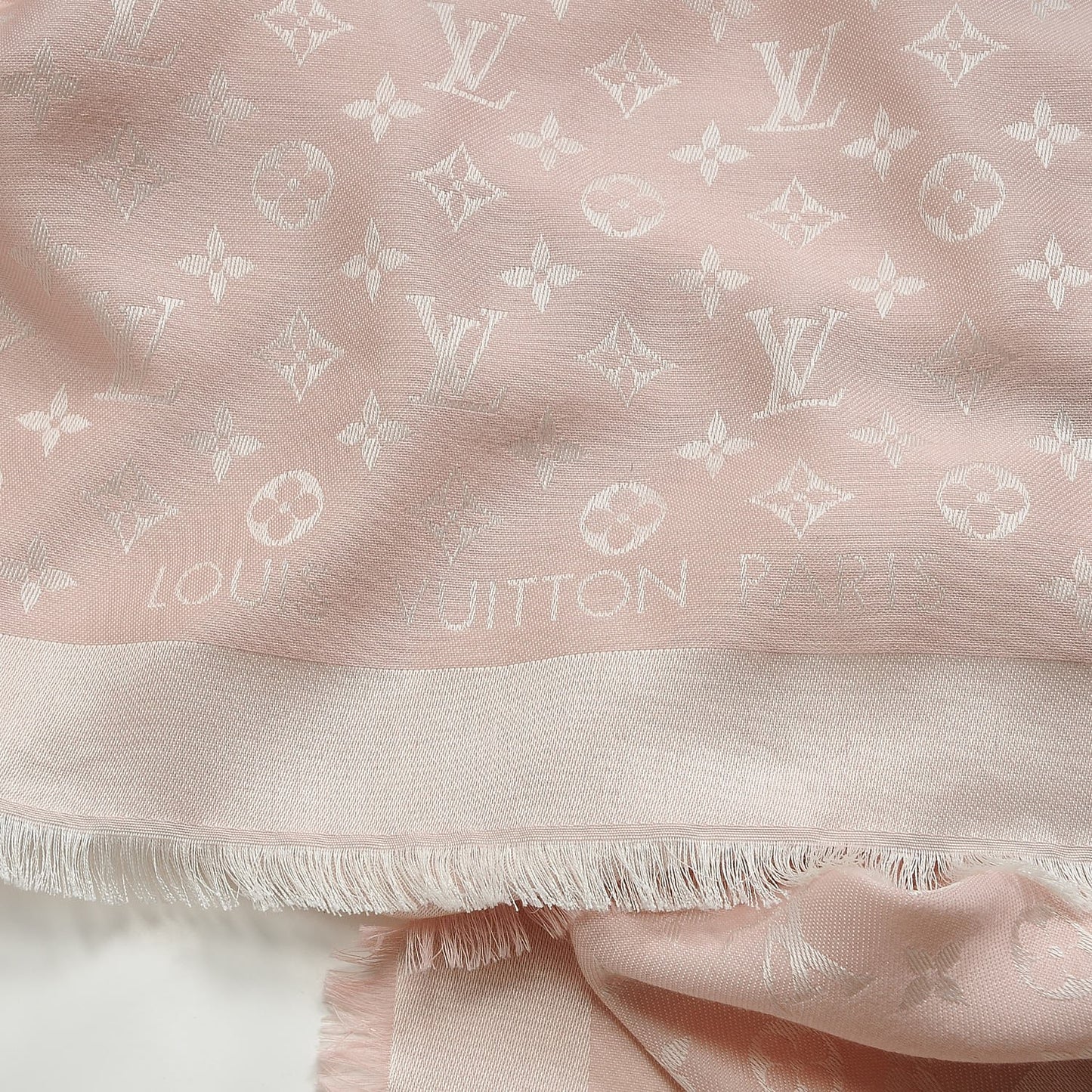 Silk Wool Monogram Denim Shawl Pink