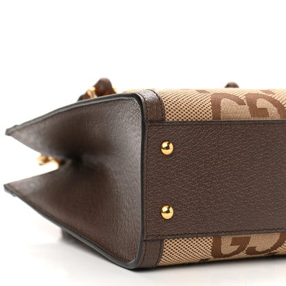 Gucci Monogram Jumbo GG Textured Dollar Calfskin Small Diana Tote Bag Camel Ebony New Acero 9 of 11