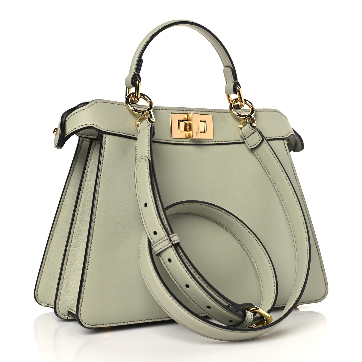 Vitello Seta Shiny Nappa Small Peekaboo I SEE U Satchel Green Tea