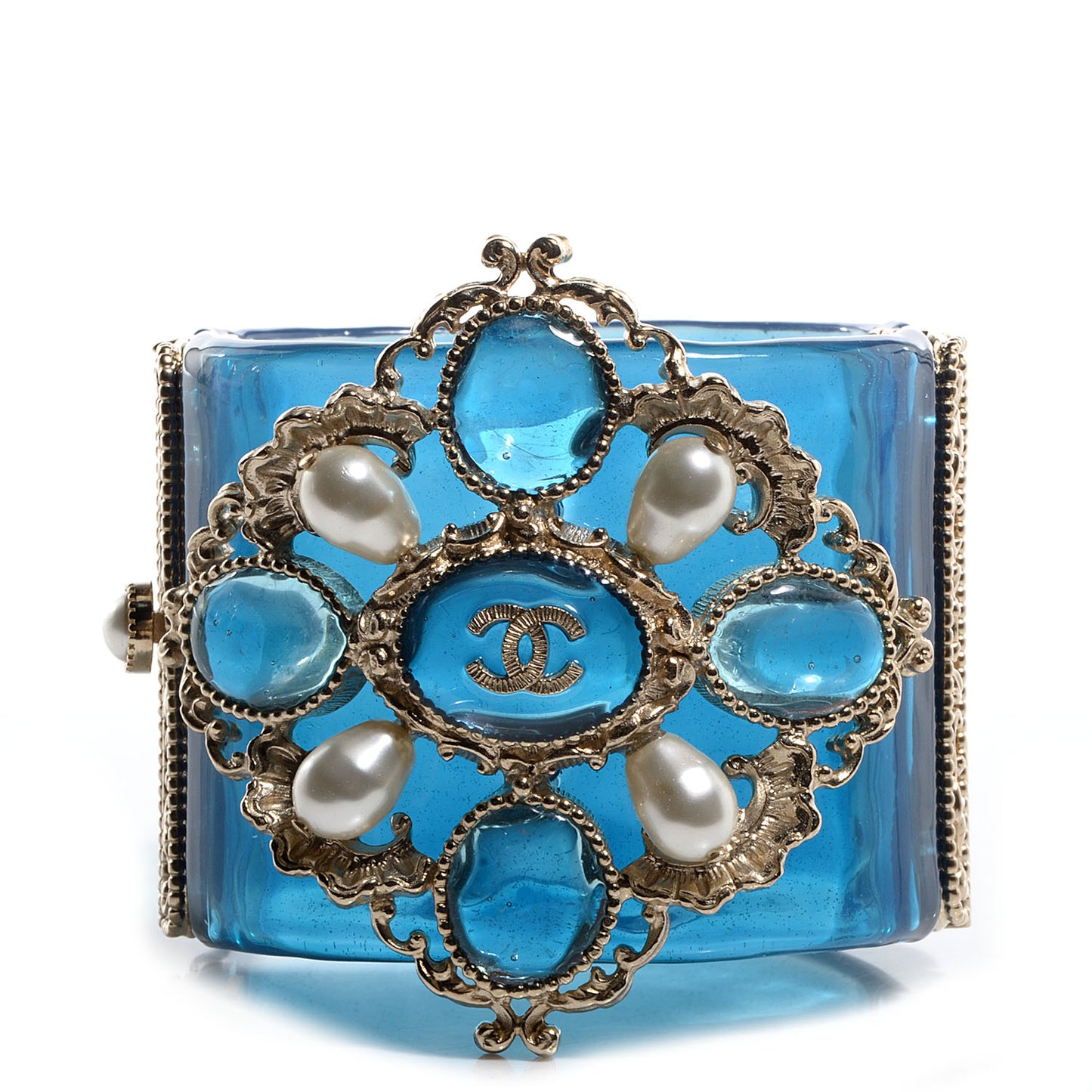 Resin Gripoix Pearl CC Cuff Blue