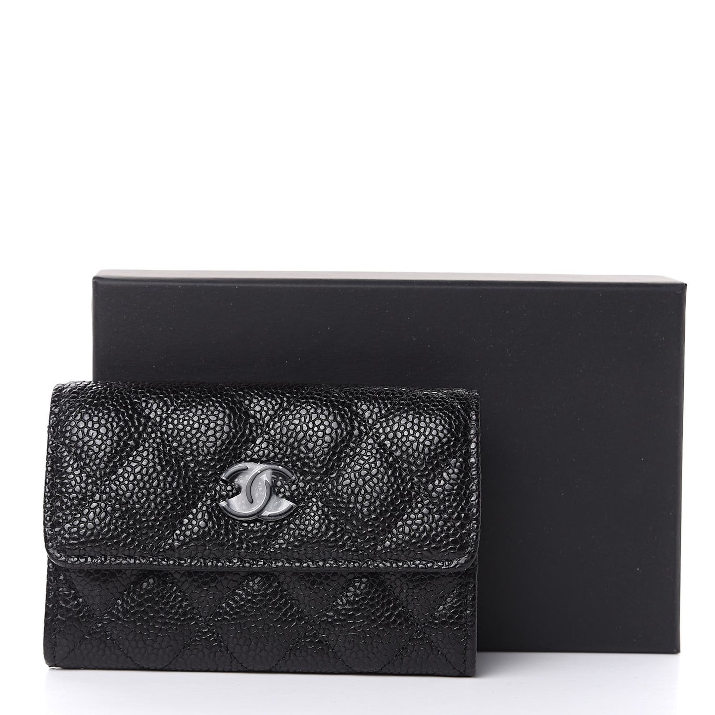Caviar Quilted Flap Card Holder So Black