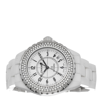 Chanel Stainless Steel Ceramic Diamond Pave Bezel 38mm J12 Automatic Watch White 2 of 5