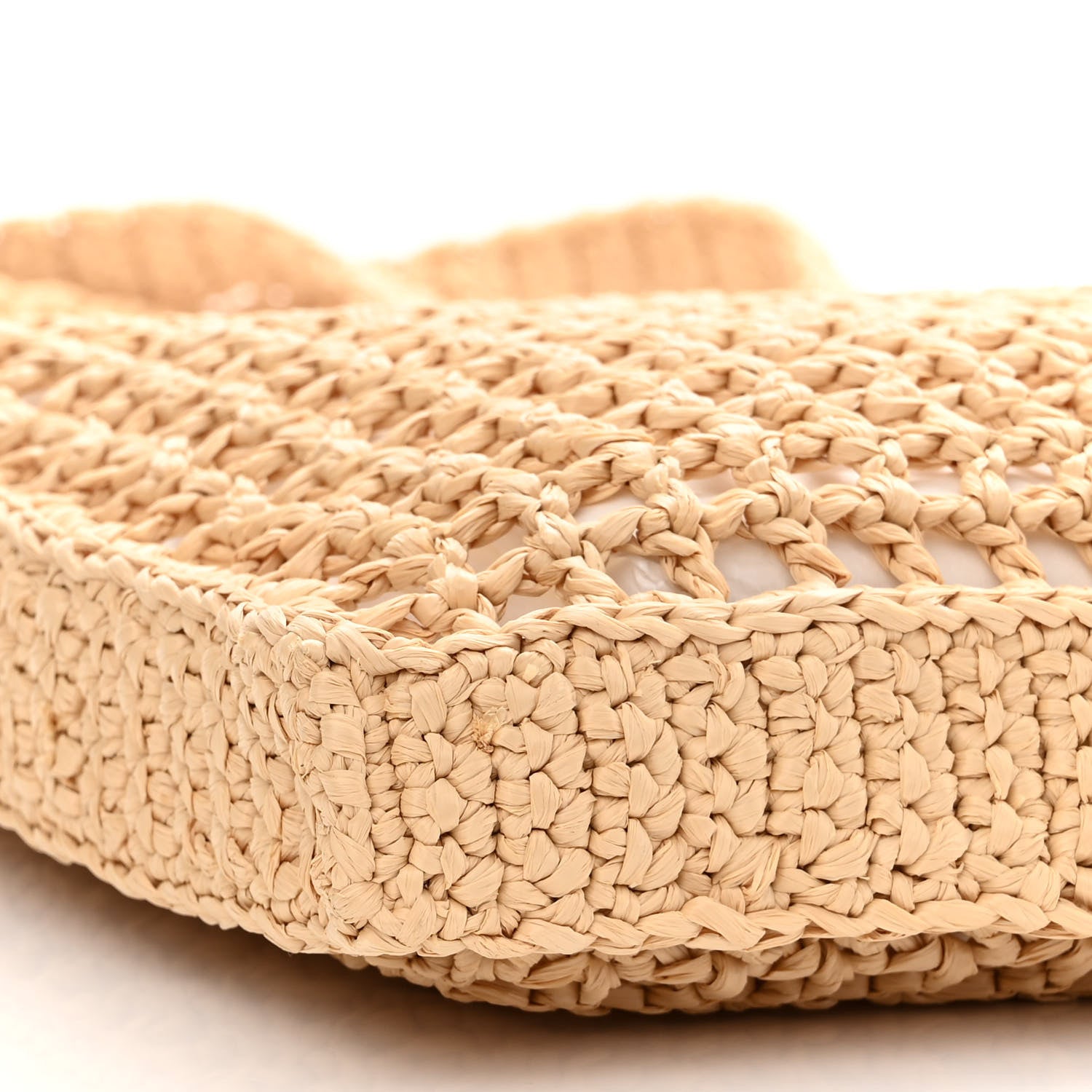 Prada Yarn Raffia Effect Crochet Logo Embroidered Tote Bag Naturale 8 of 9