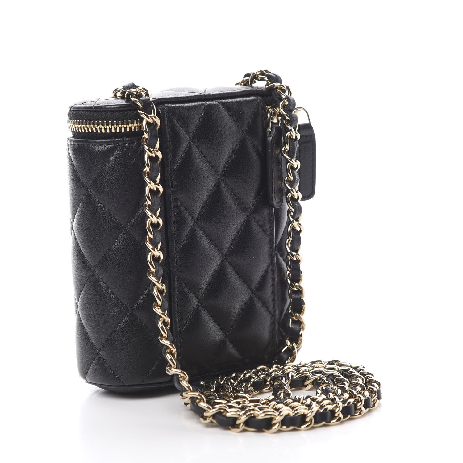 Chanel Lambskin Quilted Small Vertical Coco Beauty Vanity Case With Chain Black 3 of 11