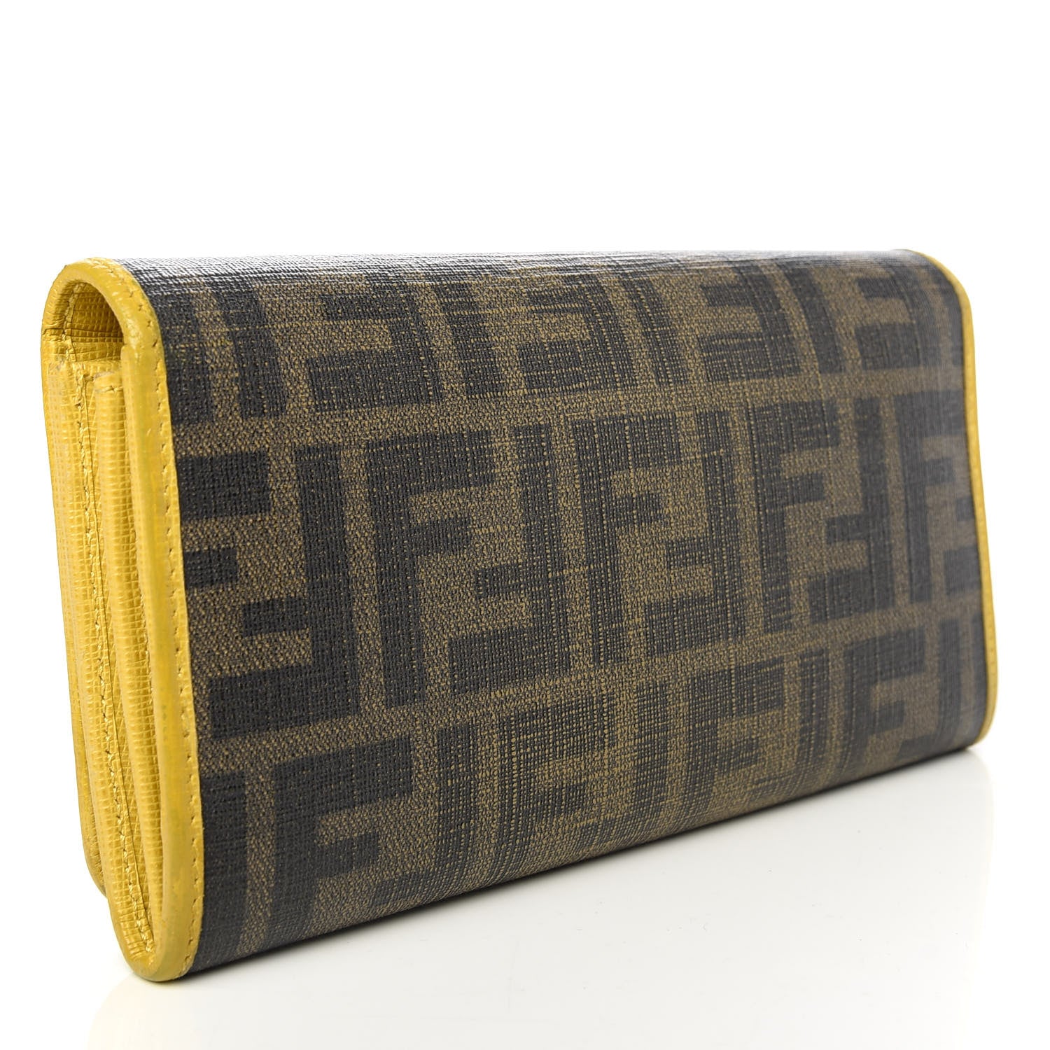 Fendi Zucca Spalmati Vitello Elite Continental Wallet Tobacco Yellow 3 of 9
