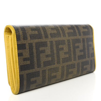 Fendi Zucca Spalmati Vitello Elite Continental Wallet Tobacco Yellow 3 of 9