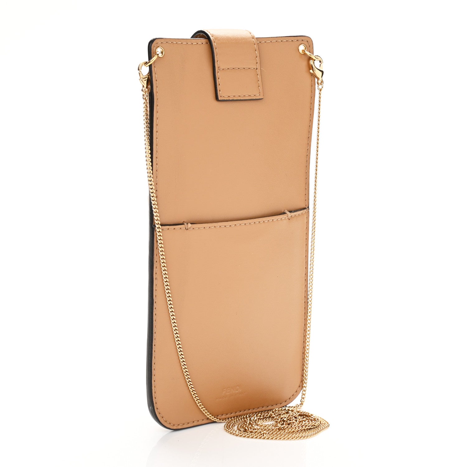 Fendi Vitello Termosport F is Fendi FF 1974 Embossed Phone Pouch Miele Scuro 3 of 11