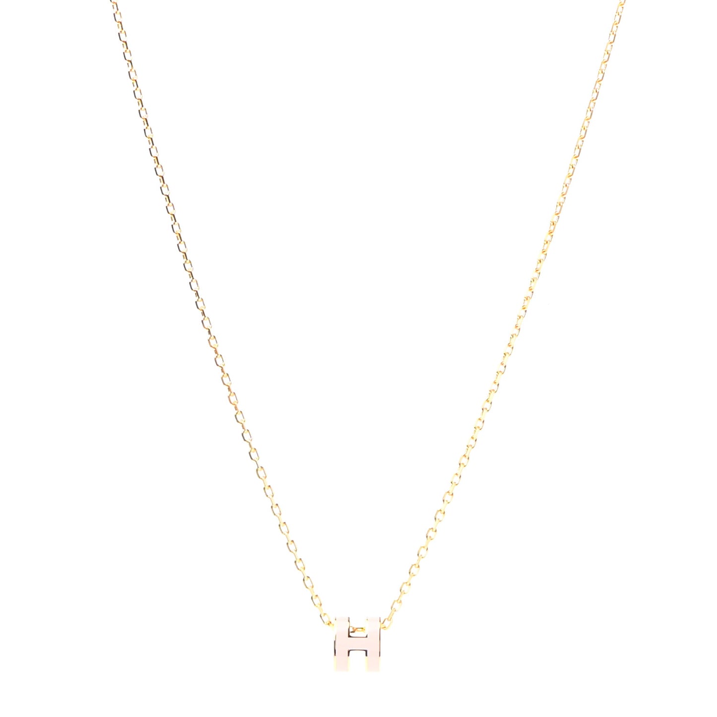Lacquered Gold Mini Pop H Pendant Necklace Rose Dragee