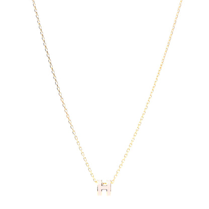 Hermes Lacquered Gold Mini Pop H Pendant Necklace Rose Dragee 1 of 7