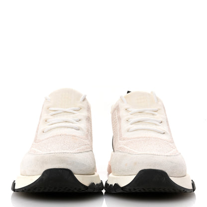 Hermes Technical Canvas Goatskin Womens Addict Sneakers 37 Multicolor Rose Dore 3 of 13