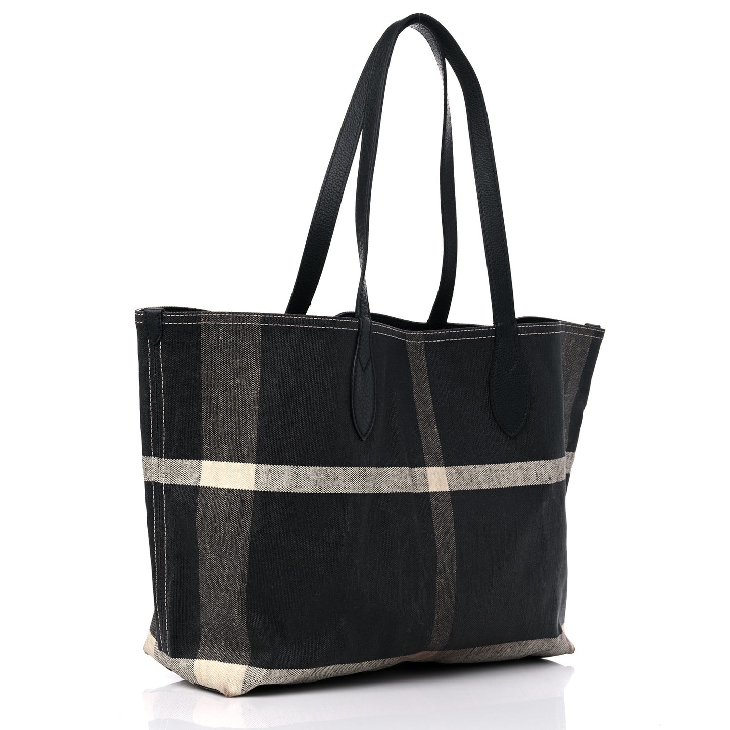 Coated Canvas Mega Check Medium Doodle Tote Black White