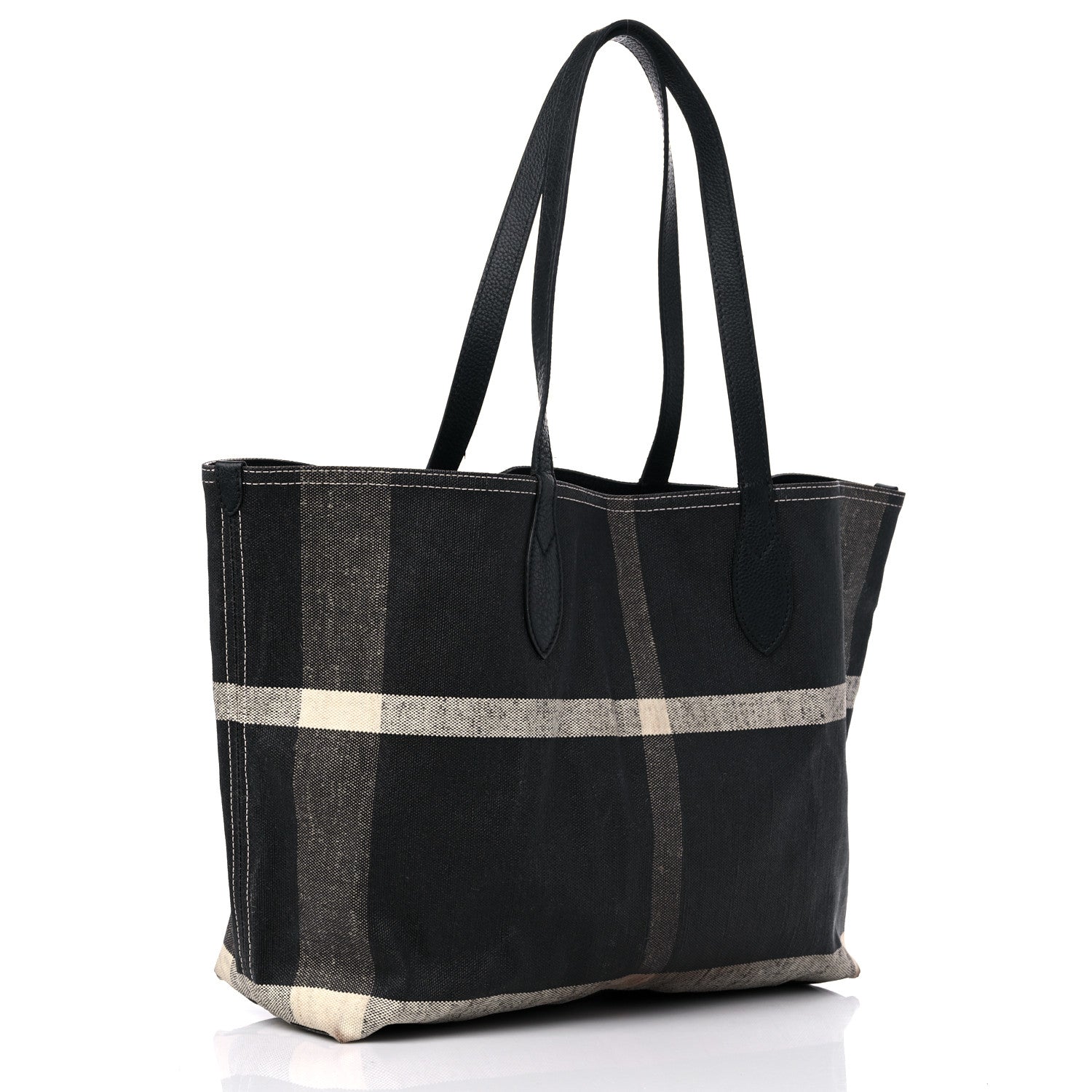 Burberry Coated Canvas Mega Check Medium Doodle Tote Black White 3 of 12