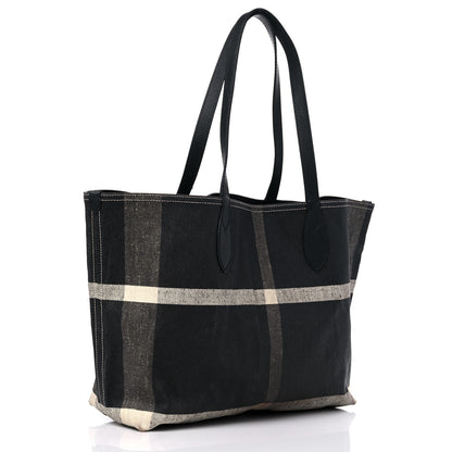 Burberry Coated Canvas Mega Check Medium Doodle Tote Black White 3 of 12