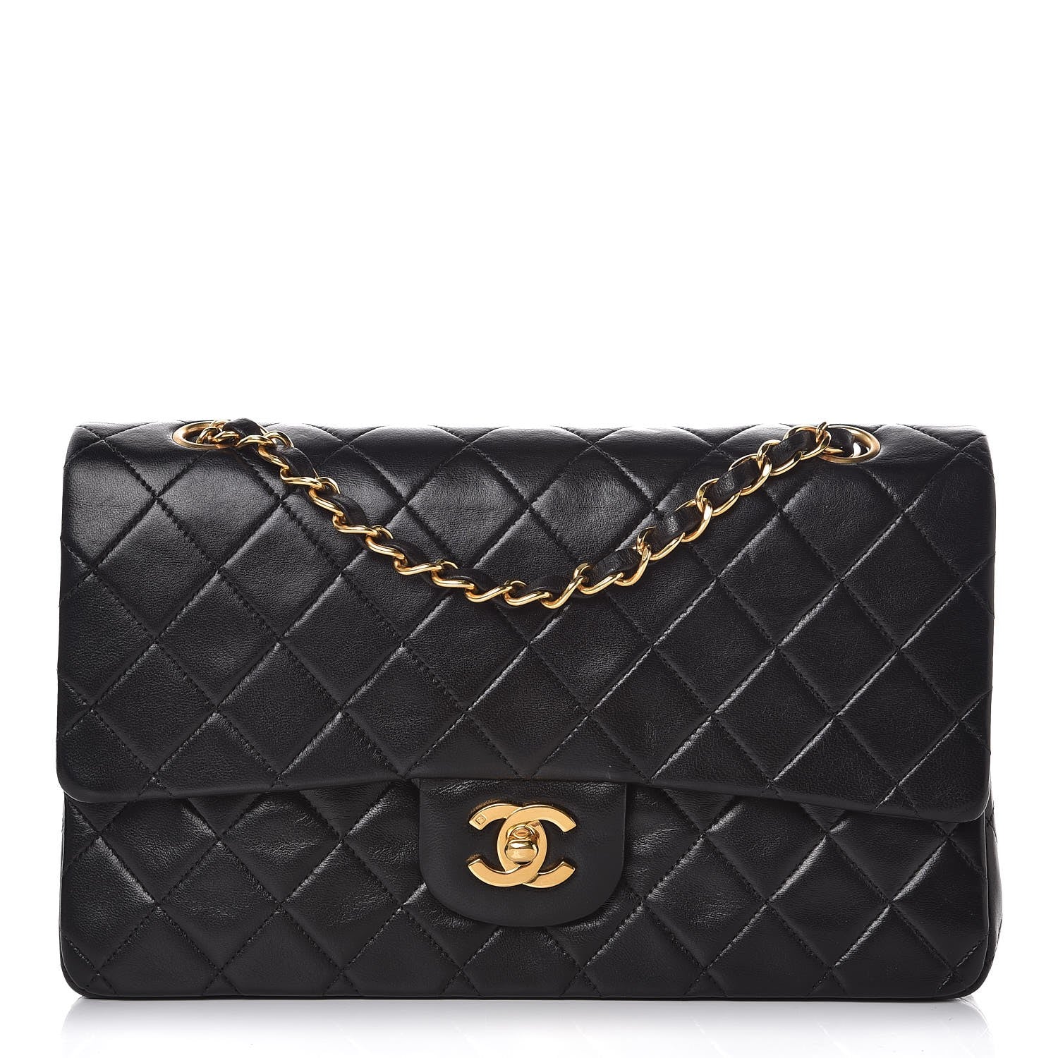 Chanel Lambskin Quilted Medium Double Flap Black 1 of 9