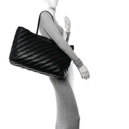 Balenciaga Crushed Calfskin Quilted Matte Black Hardware Large Crush Carry All Tote Bag Black 2 of 11